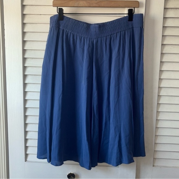 NWT Vintage Carole Little Silk Midi Skirt size 12 Indigo Blue Pull-On 90's - Picture 3 of 5